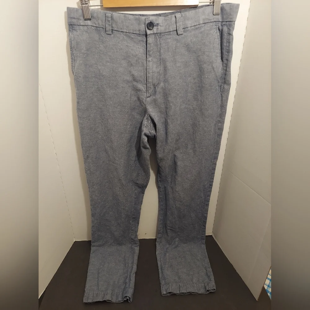Banana Republic Mens Linen Blend Tapered Heather Blue Pants Size 32X32 Size 32